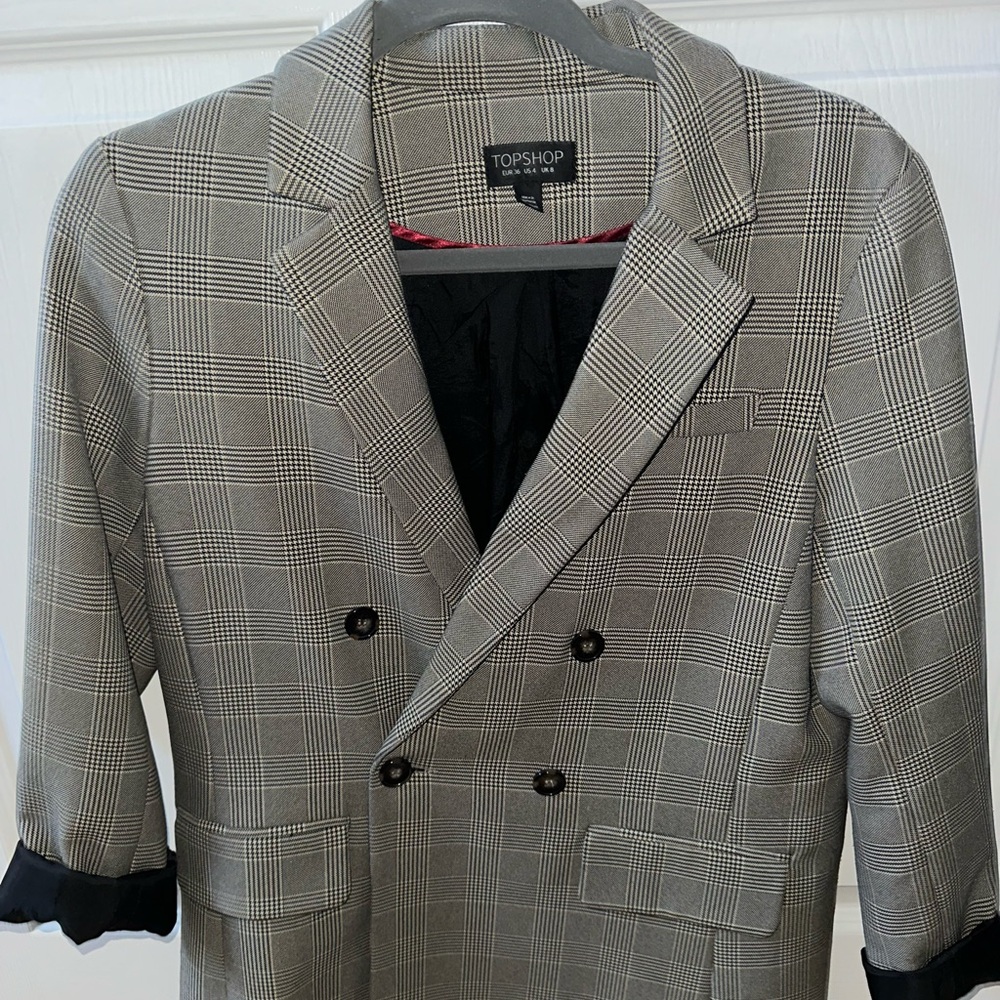 Topshop Black and White Checkered Women’s Blazer